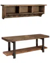 Alaterre Pomona 48in Metal And Wood Wall Coat Hook With Bench