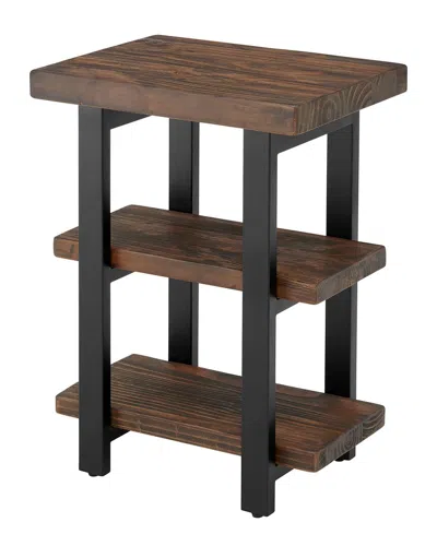 Alaterre Pomona Metal And Wood 2-shelf End Table In Brown