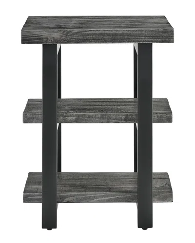 Alaterre Pomona Metal And Wood 2-shelf End Table In Black