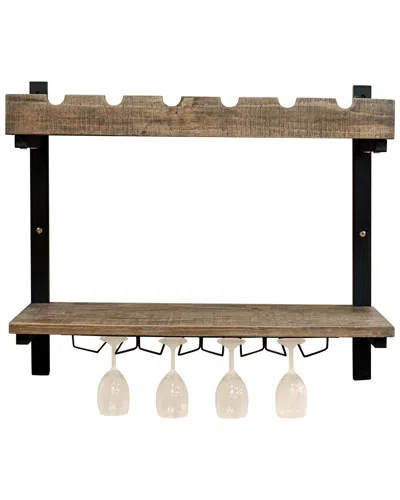 Alaterre Pomona Wall Shelving With Wine Storage In Brown