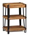 Alaterre Ryegate Natural Live Edge Solid Wood With Metal 2 Shelf End Table