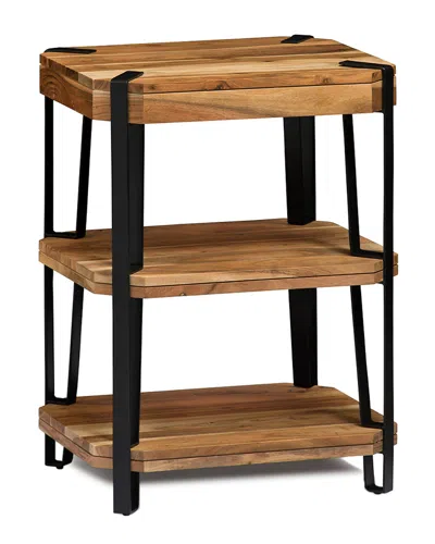 ALATERRE ALATERRE RYEGATE NATURAL LIVE EDGE SOLID WOOD WITH METAL 2 SHELF END TABLE