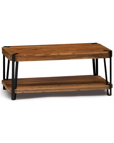 Alaterre Ryegate Natural Live Edge Solid Wood With Metal Large Coffee Table In Brown
