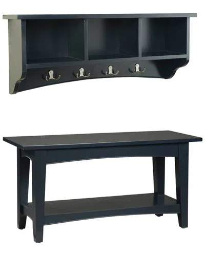 Alaterre Shaker Cottage Storage Coat Hook With Bench Set In Black