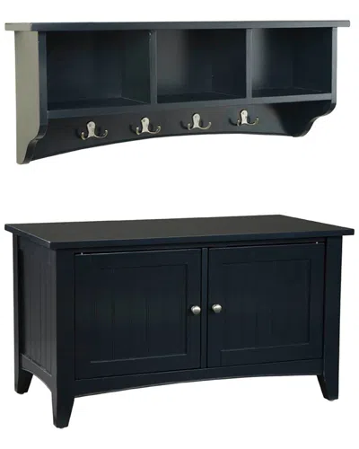 Alaterre Shaker Cottage Storage Coat Hook With Cabinet Bench Set In Black
