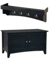 Alaterre Shaker Cottage Tray Shelf Coat Hook With Cabinet Bench Set