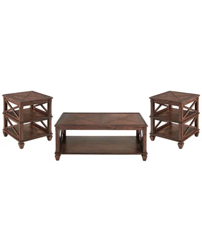 Alaterre Stockbridge 3pc Wood Living Room Set With 45in Coffee Table & Two 2 -shelf End Tables