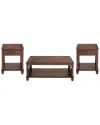 Alaterre Stockbridge 3pc Wood Living Room Set With 45in Coffee Table & Two Square End Tables