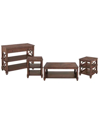 Alaterre Stockbridge 4pc Wood Living Room Set With 45in Coffee Table