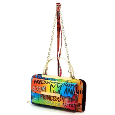 Alba Handbag Women's Graffiti Clutch Wallet In Blue/fuchsia In Multi