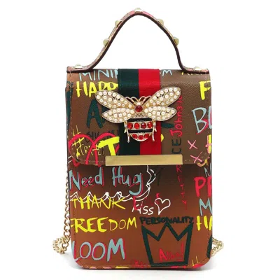 Alba Handbag Women's Queen Bee Mini Bag In Tan/yellow In Multi