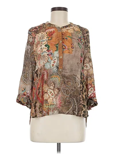 Pre-owned Alba Moda 3/4 Sleeve Blouse In Brown