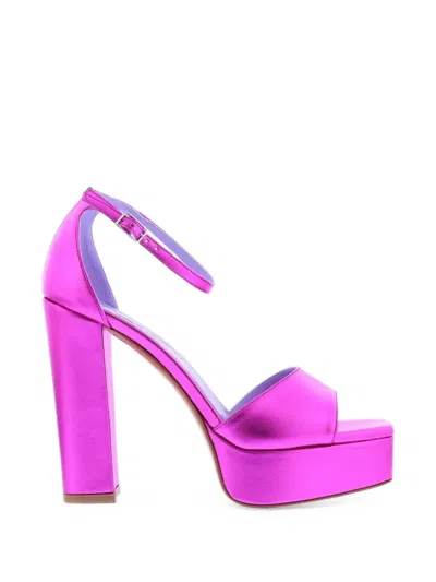 Albano Metallic Platform Sandals In Pink