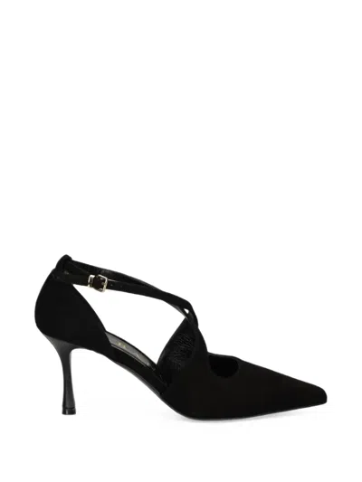 Albano Serene Crossover-strap Pointed-toe Pumps In Brown