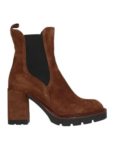 Albano Woman Ankle Boots Brown Size 11 Leather In Multi