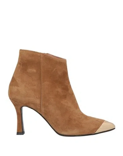 Albano Woman Ankle Boots Camel Size 8 Leather In Beige