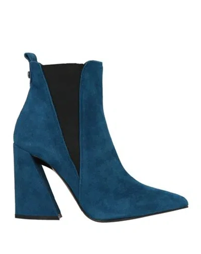 Albano Woman Ankle Boots Deep Teal Size 6 Leather In Green
