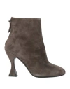 Albano Woman Ankle Boots Grey Size 7 Leather In Gray
