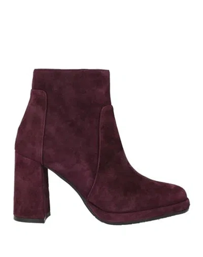 Albano Woman Ankle Boots Plum Size 6 Leather In Purple