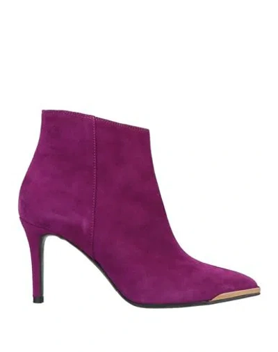 Albano Woman Ankle Boots Plum Size 8 Leather In Purple