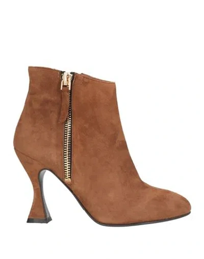 Albano Woman Ankle Boots Tan Size 11 Leather In Brown