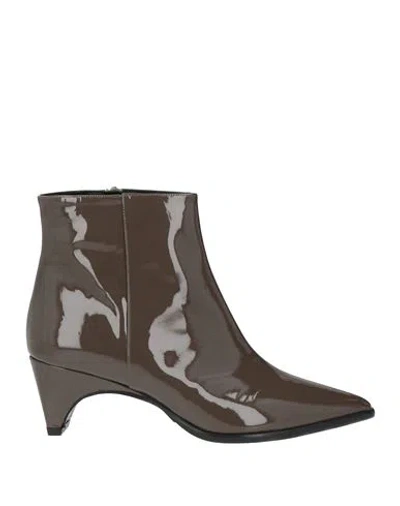Albano Woman Ankle Boots Taupe Size 11 Leather In Black