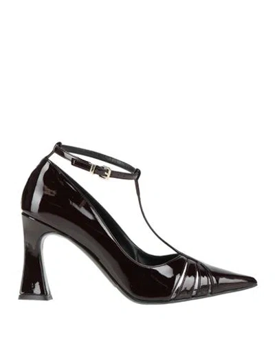 Albano Woman Pumps Burgundy Size 7 Leather In Black