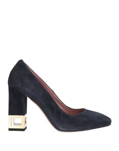 Albano Woman Pumps Midnight Blue Size 5 Leather In Animal Print
