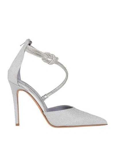 Albano Woman Pumps Silver Size 5 Textile Fibers In Animal Print