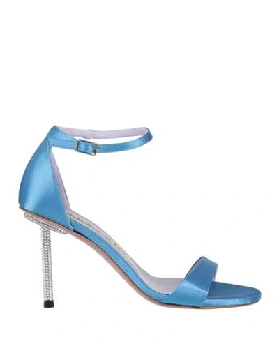 Albano Woman Sandals Azure Size 6 Textile Fibers In Blue