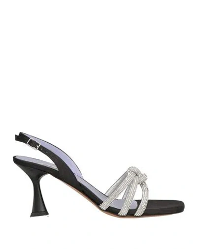 Albano Woman Sandals Black Size 10 Textile Fibers In White