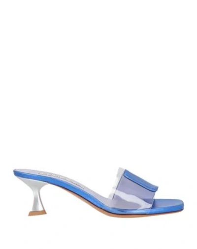 Albano Woman Sandals Bright Blue Size 7 Leather, Textile Fibers