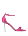 Albano Woman Sandals Fuchsia Size 7 Textile Fibers In Pink
