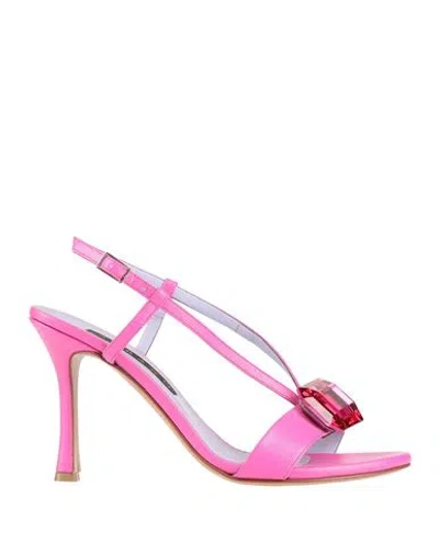 Albano Woman Sandals Fuchsia Size 9 Textile Fibers In Pink