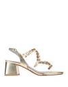 Albano Woman Sandals Platinum Size 7 Textile Fibers In Gold