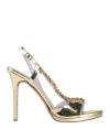 Albano Woman Sandals Gold Size 8 Textile Fibers In Gold
