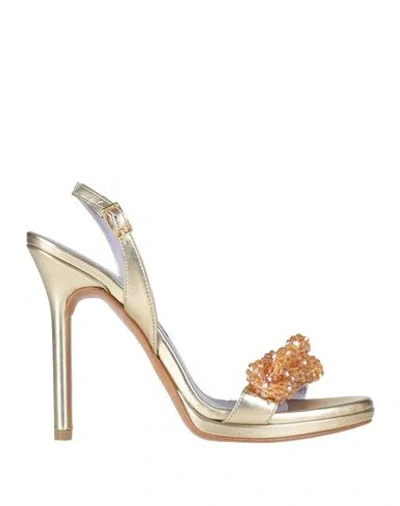 Albano Woman Sandals Gold Size 8 Textile Fibers