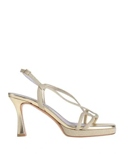 Albano Woman Sandals Gold Size 9 Textile Fibers
