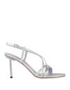 Albano Woman Sandals Light Grey Size 8 Textile Fibers In Grey