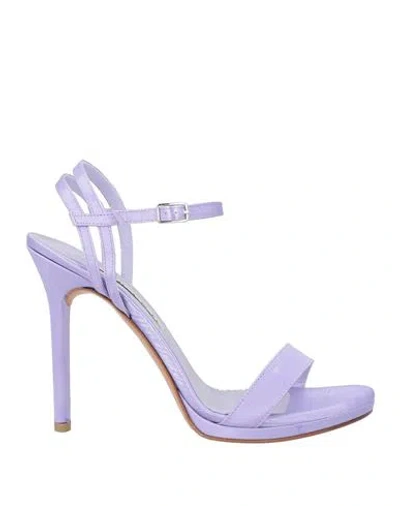 Albano Woman Sandals Lilac Size 10 Textile Fibers In Purple