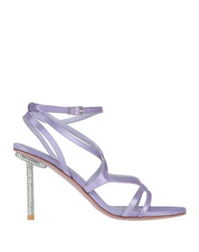 Albano Woman Sandals Lilac Size 7 Textile Fibers In Purple