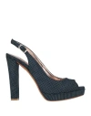 Albano Woman Sandals Navy Size 9 Textile Fibers In Blue
