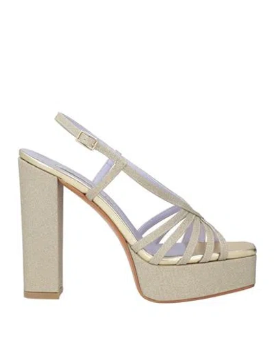 Albano Woman Sandals Platinum Size 10 Textile Fibers In Grey