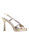Albano Woman Sandals Platinum Size 11 Textile Fibers In Grey
