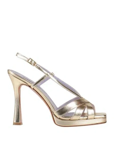Albano Woman Sandals Platinum Size 11 Textile Fibers In Gold