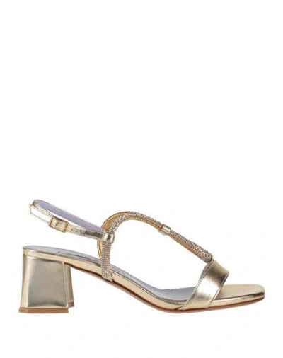 Albano Woman Sandals Platinum Size 7 Textile Fibers In Gold