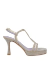 Albano Woman Sandals Platinum Size 8 Textile Fibers In Multi