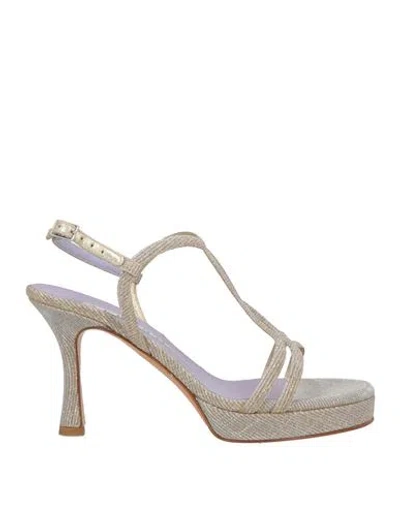 Albano Woman Sandals Platinum Size 8 Textile Fibers In Multi