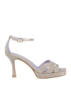 Albano Woman Sandals Platinum Size 8 Textile Fibers In Grey