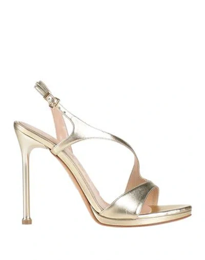 Albano Woman Sandals Platinum Size 9 Textile Fibers In Gold